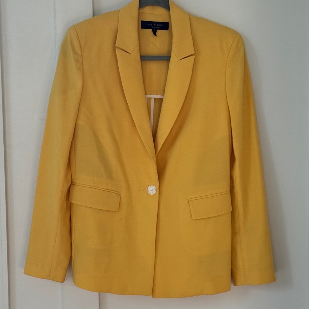 RAG & BONE Bonnie Yellow Single-Button Blazer Size 4 - Picture 2 of 10